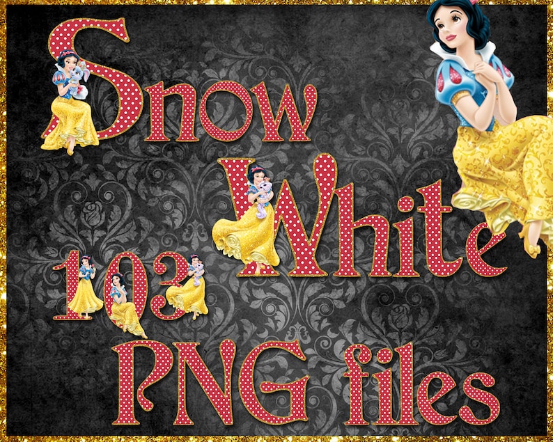 snow white alphabet digital princess alphabet snow white etsy