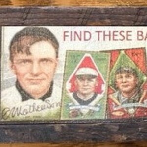 Old-time Baseball Advertising Art in Barnwood Frame - "HASSAN" Cork Tip Cigarettes