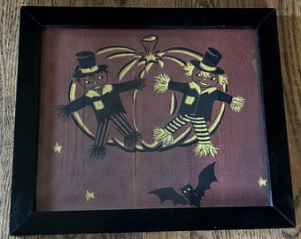 Framed Vintage Halloween Crepe Paper