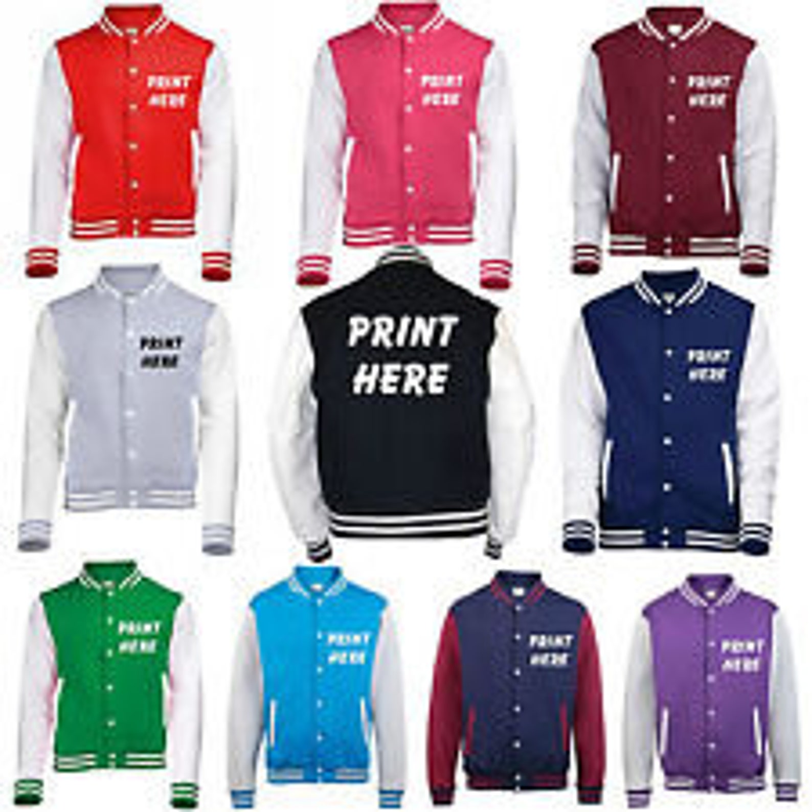 Varsity Jacket / College Jacket With Your Own Design Printed On Etsy