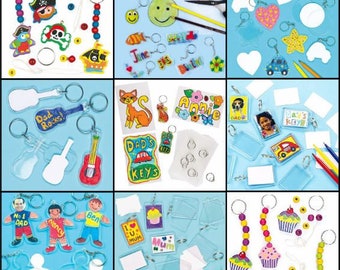 Creative Craft Kit - Design Your Own Keyrings Set of 4 - Rainy Day Activities