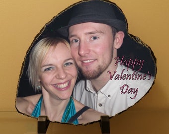 Large Heart-Shaped Custom Printed Personalised Photo Slate