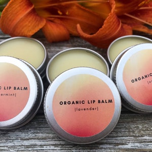 Organic Lip Balm / Natural Lip Balm / Lip Balm / Essential Oil Lip Balm / Lip Balm Tin / Set of 3 (.5 oz each)