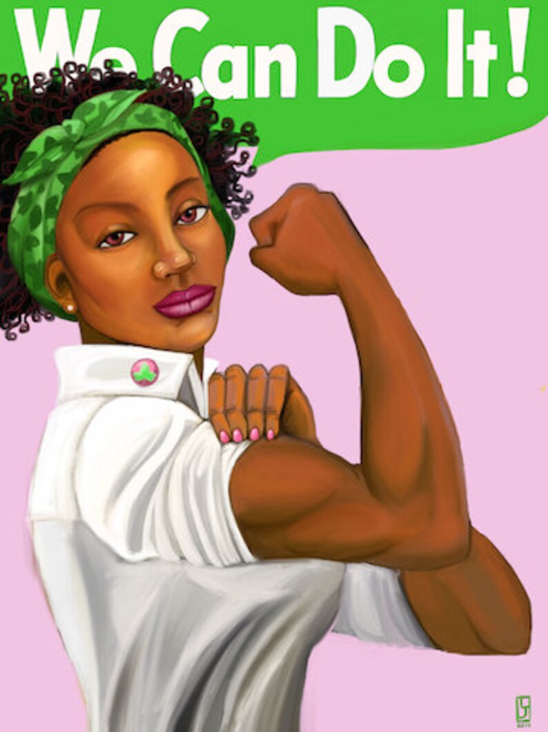 We Can Do It Pink & Green Etsy