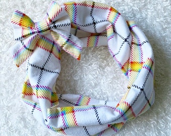 Rainbow Plaid Infinity Scarf, Baby Scarf, Scarves, Baby Bow, Clips, Girl Bow, Mommy and Me, Petite Bow, Piggies