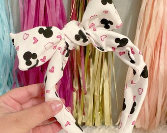 Hearts for Mickey Floppy Bow Head Wrap, Messy Bow, Baby Headband, Headband, Turban, Knot, Clips, Girl Bow, Big Bow, Baby Bow, Petite Bow