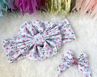 Best Day Ever Floppy Bow Head Wrap, Messy Bow, Baby Headband, Headband, Turban, Knot, Clips, Girl Bow, Big Bow, Disney, Piggies