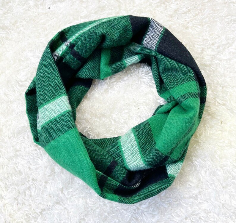 Green Plaid Infinity Scarf, Baby Scarf, Scarves, Baby Bow, Clips, Girl Bow, Mommy and Me, Petite Bow, Piggies image 6