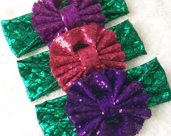 Mystic Mermaid Floppy Bow Head Wrap, Messy Bow, Headband, Knot, Clips, Girl Bow, Big Bow, Baby Bow, Petite Bow, Piggies, Birthday