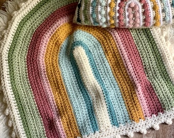 Succulent snuggle blanket / large lovey / crochet medium sized rainbow snuggle / large crochet rainbow lovey / car seat blanket