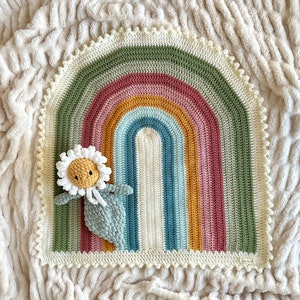Large rainbow snuggle blanket / crochet large sized rainbow blanket / nursery decor / baby shower gift / photo prop