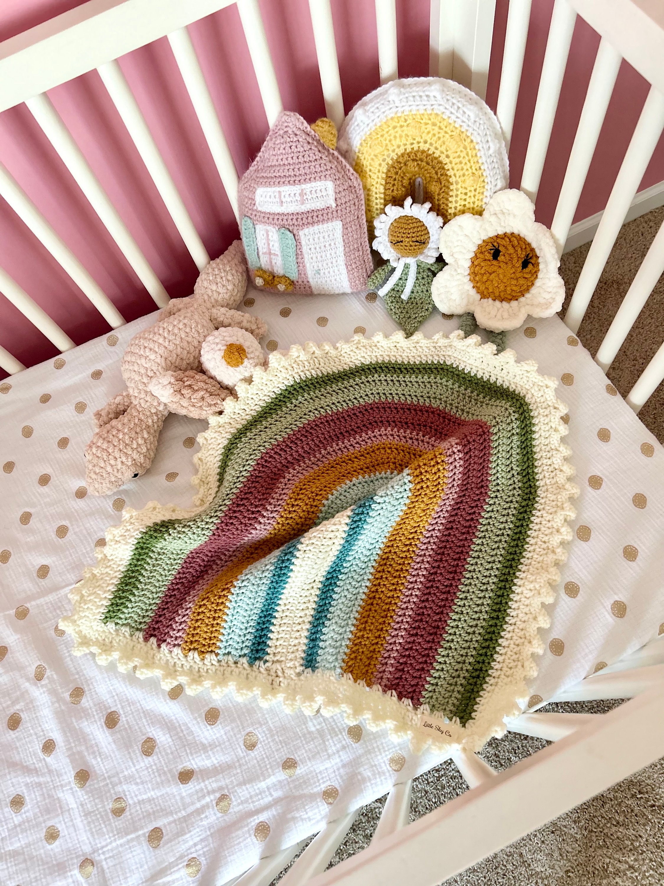 Crochet Rainbow Snuggle Blanket: Succulent Colors, Car Seat Lovey