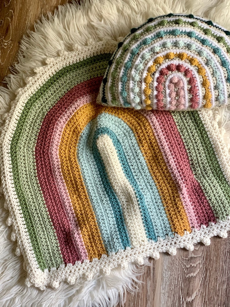 Succulent snuggle blanket / large lovey / crochet medium sized rainbow snuggle / large crochet rainbow lovey / car seat blanket image 1