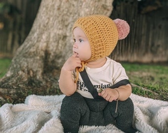 Remi crochet bonnet/ baby to child size