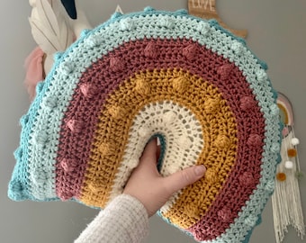 Arizona skies rainbow crochet pillow