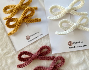Crochet Bow Hair Clips: Handmade Alligator Clip Set