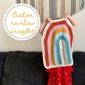 Custom snuggle rainbow lovey / crochet rainbow small size blanket / crochet rainbow lovey / car seat baby blanket / baby shower gift