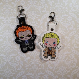 Good Omens Key Fob // Keychain // Bag Tag // Aziraphale Crowley Angel Demon
