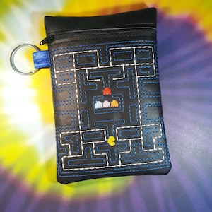 Sac en vinyle brodé classique pour jeu d'arcade // pochette // porte-monnaie portefeuille // trousse