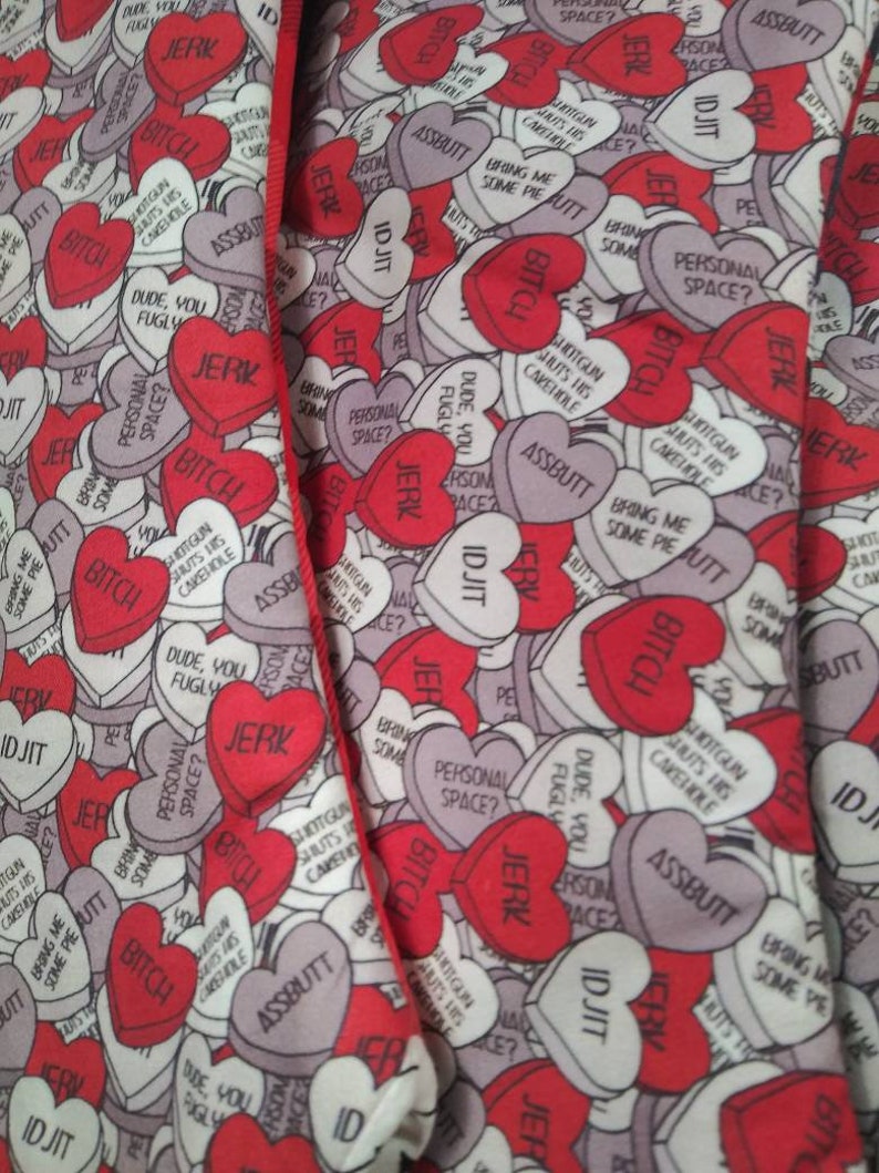 Conversation Hearts Supernatural Oven Mitt; Red Gray nerdy kitchen accessories unique geeky gift galentines valentines candy