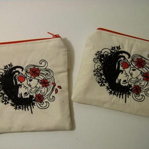 MANY SIZES AVAILABLE - Hades and Persephone Embroidered Coin Purse \\ Wallet \\ Wristlet \\ Pouch Dice Bag
