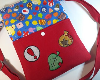 Animal Island Game Cross-Body // Purse Adjustable Strap Embroidered Pocket