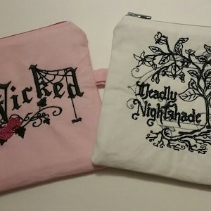 PLUSIEURS TAILLES DISPONIBLES - Dangerous Beauty Brodered Coin Purse // Wicked // Deadly Nightshade // Wallet Wristlet Pouch Dick Bag