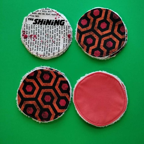 Horror Movie Themed Reusable Make Up Removers; Set of 4 orange Bamboo viscose terry spooky famous carpet handmade gift