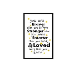 Winnie the Pooh Cross Stitch Sampler - you are braver than you believe - cross stitch pattern kids room - new baby cross stitch