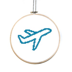 Airplane Cross Stitch pattern- Airplane icon. Easy cross stitch pattern for a DIY gift for a traveler