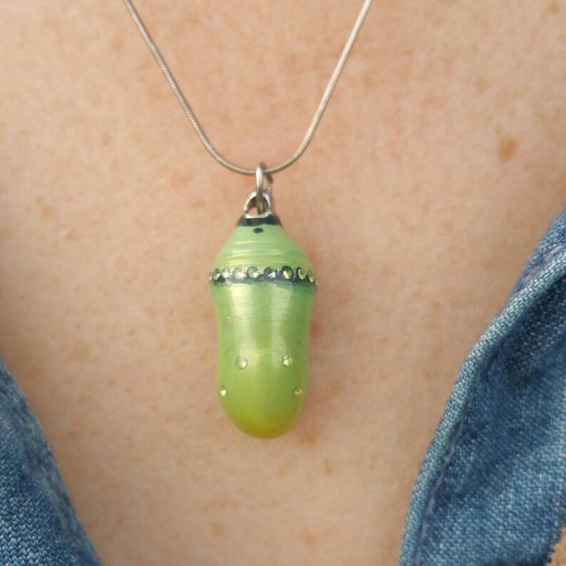 Metal Monarch Butterfly Chrysalis Pendant with Jewels Etsy