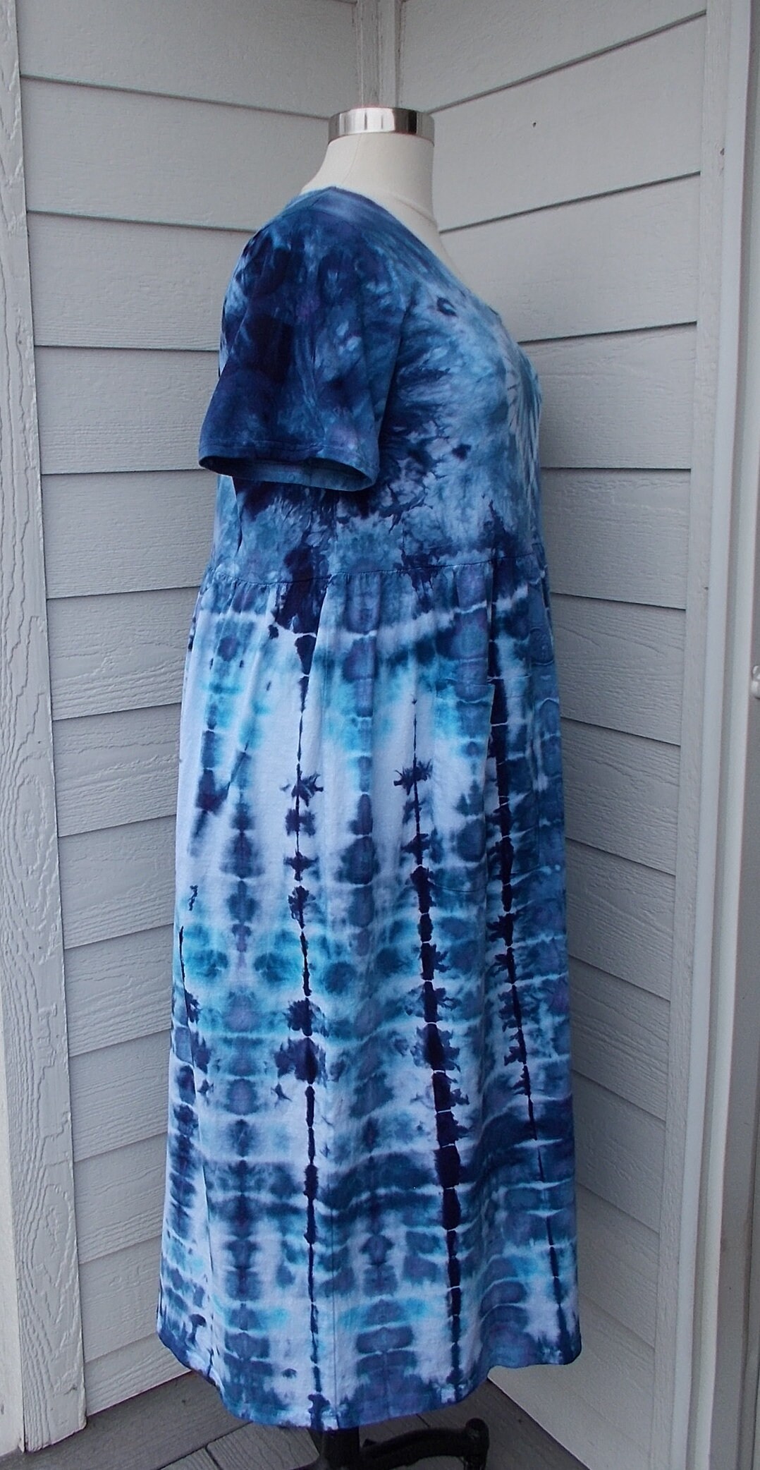 2X Farmer Dress with Pockets tie-dyed ice-dyed