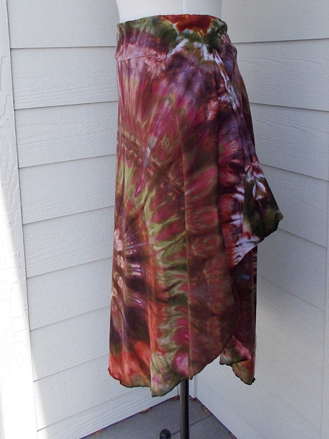 Large Tie Dyed Ice Dyed Cotton Asymmetrical Skirt