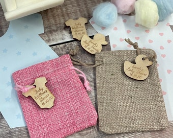 Baby shower wooden personalised gift tags