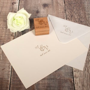 Monogram Stamp. Use this personalised rubber stamp on your wedding or engagement stationery, favours or thank you cards