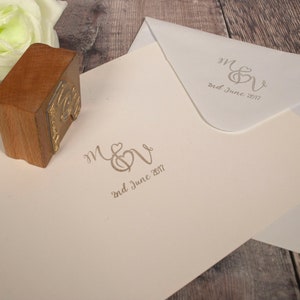 Monogram Stamp. Use this personalised rubber stamp on your wedding or engagement stationery, favours or thank you cards