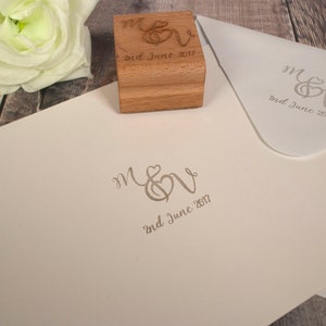 Monogram Stamp. Use this personalised rubber stamp on your wedding or engagement stationery, favours or thank you cards