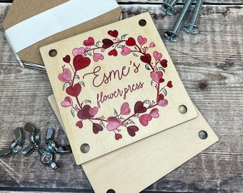 Personalised Flower Press letterbox Kit  - flatpacked for your assembly choose from 6 Designs