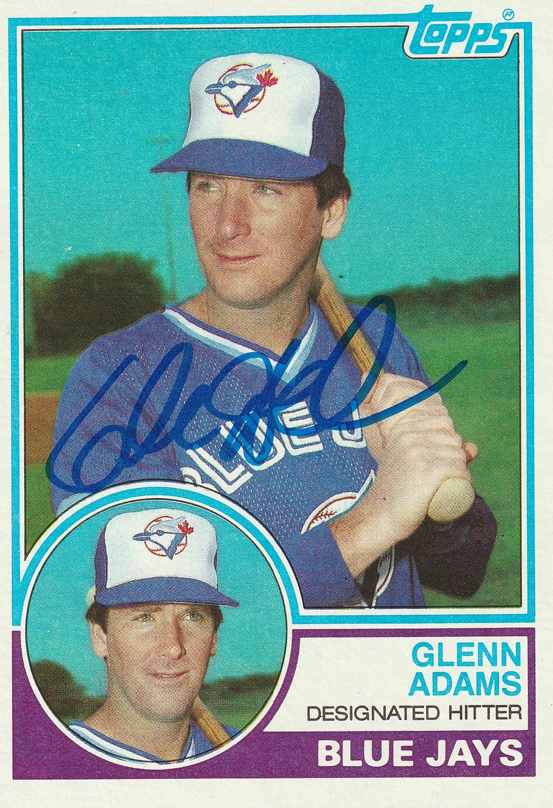 Glenn Adams AUTOGRAPHED Baseball Trading Card 1983 Topps 574 Toronto