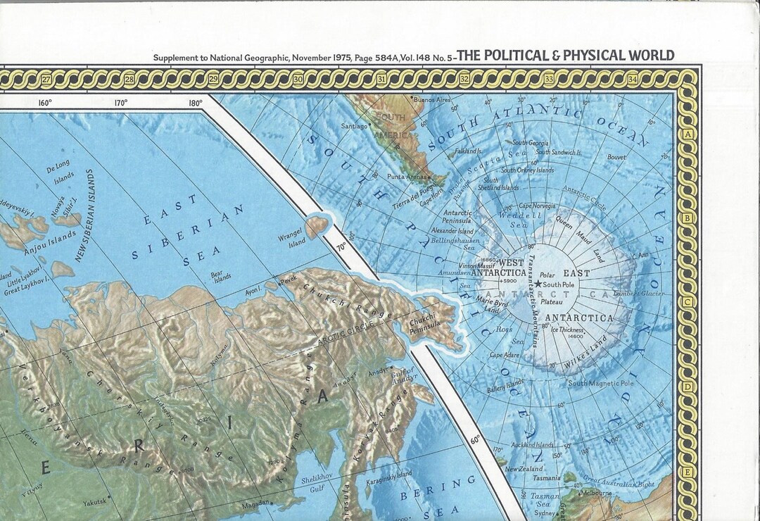 Vintage November 1975 THE WORLD Double Sided National Geographic ...