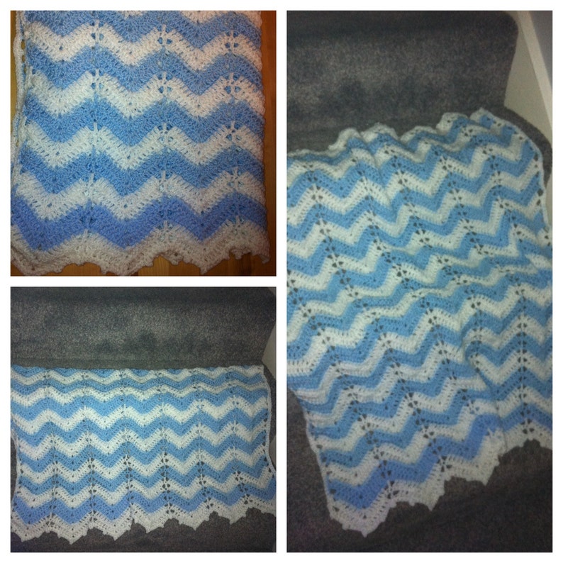 Handmade Crochet Chevron Baby Blanket Reborn Baby Shower Etsy