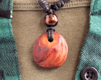 Hand-Carved Avocado Stone Necklace Natural Jewelry