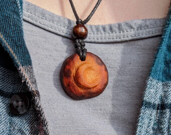 Hand-Carved Avocado Stone Necklace Crescent Moon Natural Jewelry