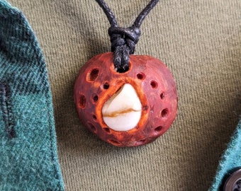 Hand-Carved Avocado Stone Necklace Teardrop Natural Jewelry