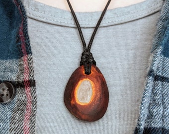 Milky Quartz Necklace Carved Avocado Stone Necklace Natural Jewelry With Healing Stones