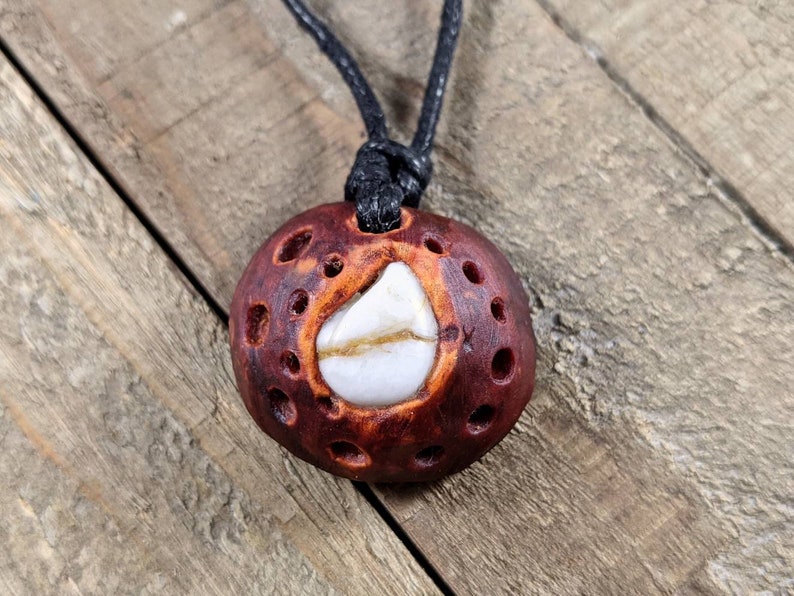 Hand-Carved Avocado Stone Necklace Teardrop Natural Jewelry image 2