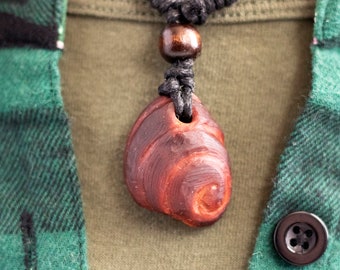 Hand-Carved Avocado Stone Necklace Spiral Natural Jewelry