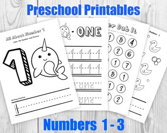 Preschool Printable Practice Worksheets Numbers 1-3