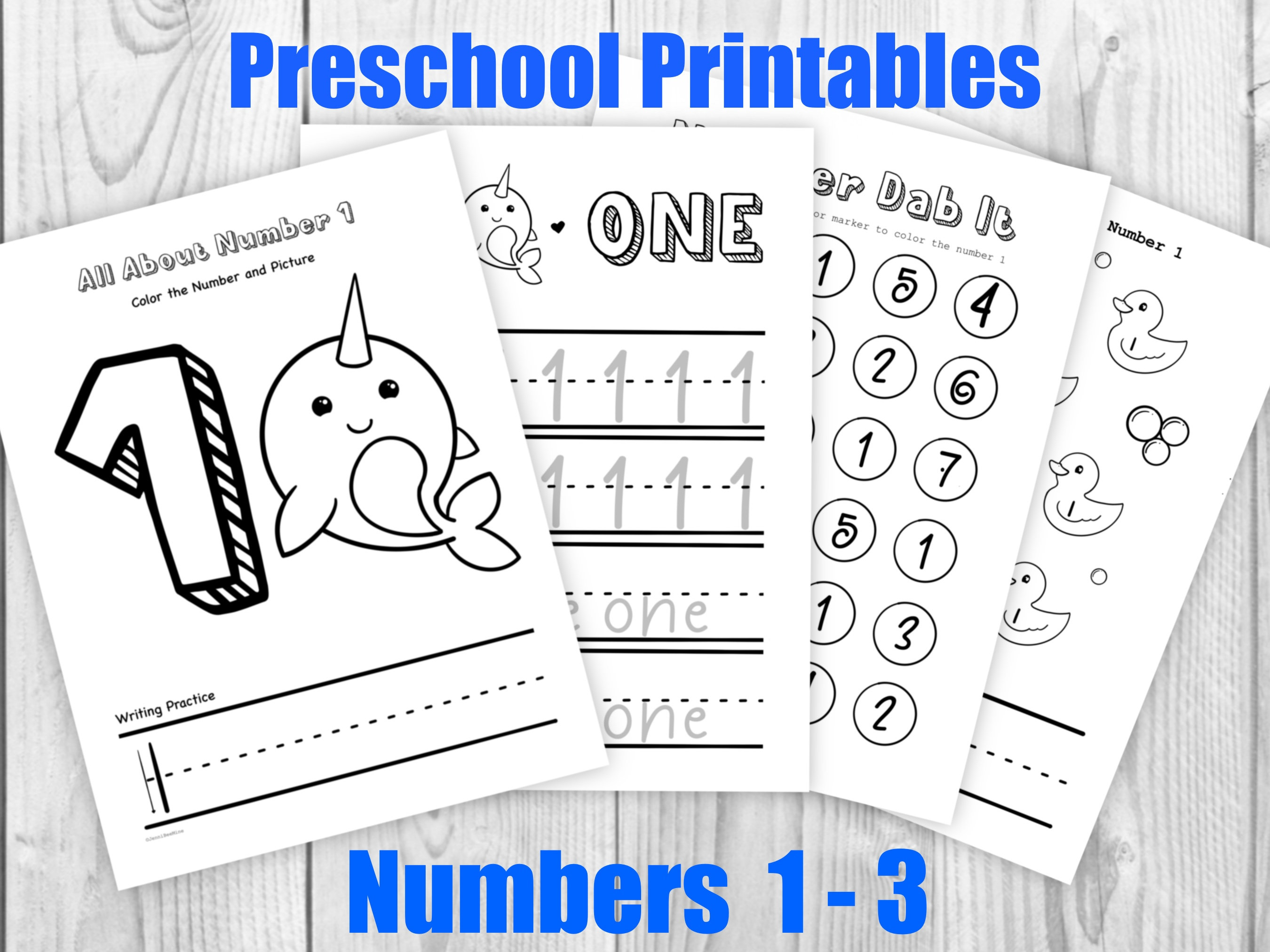 Preschool Printable Practice Worksheets Numbers 1-3 - Etsy