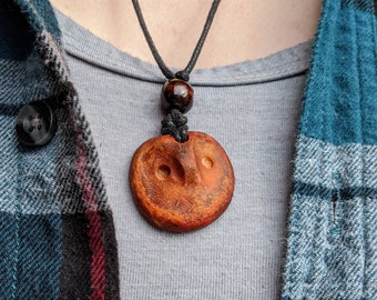 Hand-Carved Avocado Stone Necklace Owl Spirit Guide Natural Jewelry